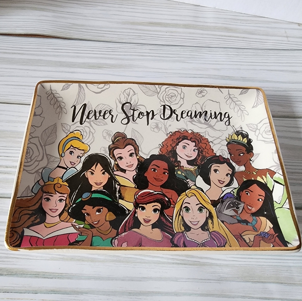 Disney Princess Ceramic Trinket Tray Jewelry Dish NEW Cinderella Ariel Moana